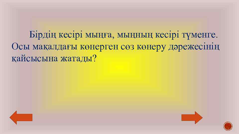 Бірдің кесірі мыңға, мыңның кесірі түменге. Осы мақалдағы көнерген сөз көнеру дәрежесінің қайсысына жатады?