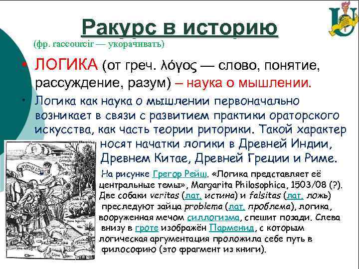Ракурс в историю (фр. raccourcir — укорачивать) • ЛОГИКА (от греч. λόγος — слово,