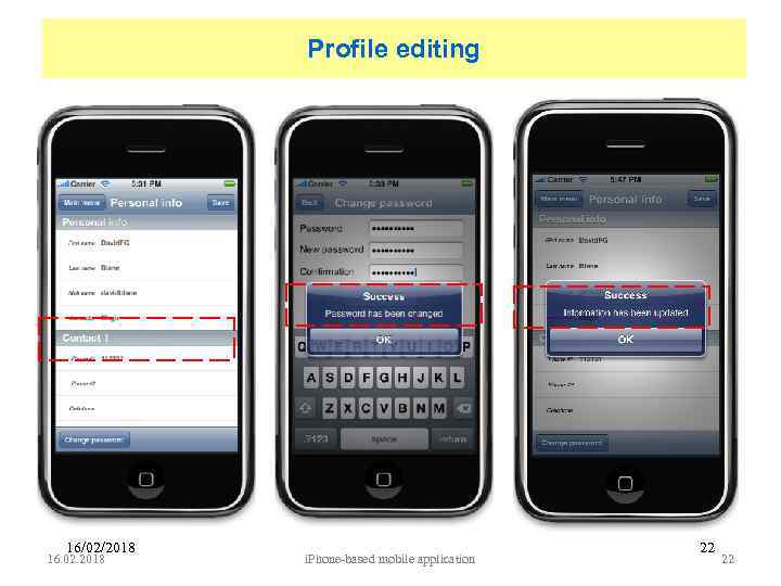 Profile editing 16/02/2018 16. 02. 2018 i. Phone-based mobile application 22 22 