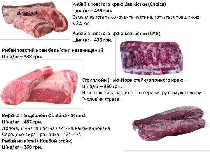 Рибай з товстого краю без кістки (Choice) Ціна/кг – 435 грн. Сама м’язиста та