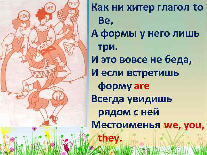 Как ни хитер глагол to Be, А формы у него лишь три. И это