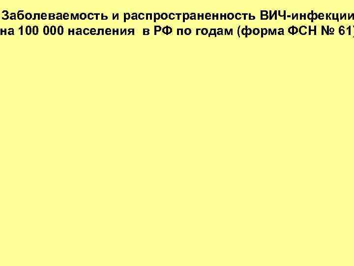 Заболеваемость и распространенность ВИЧ-инфекции на 100 000 населения в РФ по годам (форма ФСН