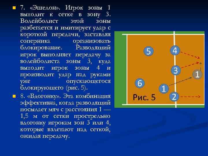 n n 7. «Эшелон» . Игрок зоны 1 выходит к сетке в зону 3.