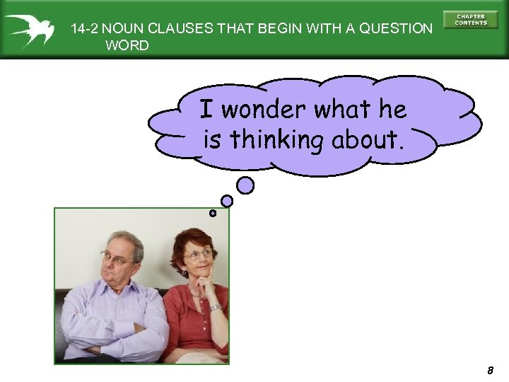 14 -2 NOUN CLAUSES THAT BEGIN WITH A QUESTION WORD I wonder what he