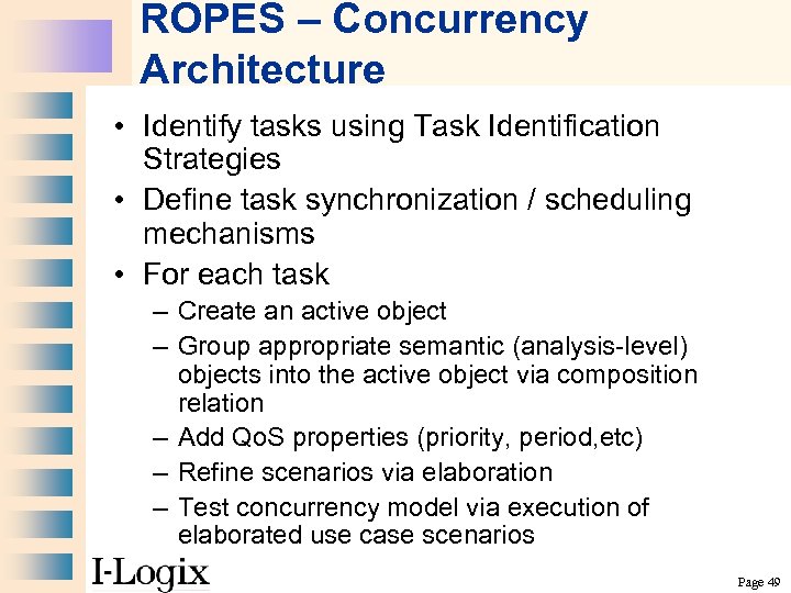 ROPES – Concurrency Architecture • Identify tasks using Task Identification Strategies • Define task