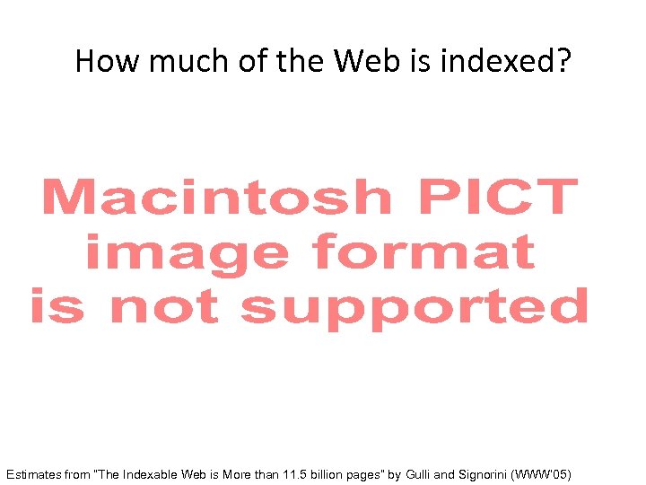How much of the Web is indexed? Estimates from “The Indexable Web is More