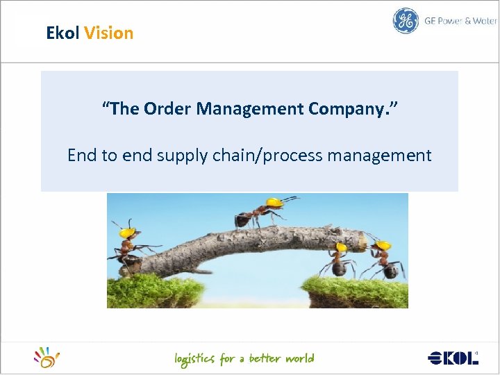 Ekol Vision “The Order Management Company. ” End to end supply chain/process management 3