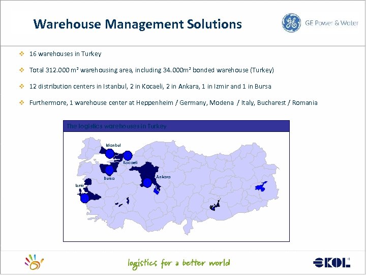 Warehouse Management Solutions v 16 warehouses in Turkey v Total 312. 000 m² warehousing