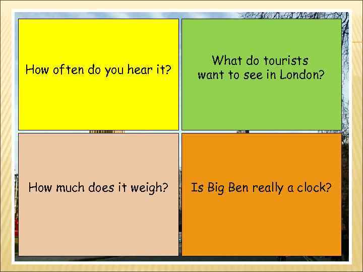 How often do you hear it? What do tourists want to see in London?