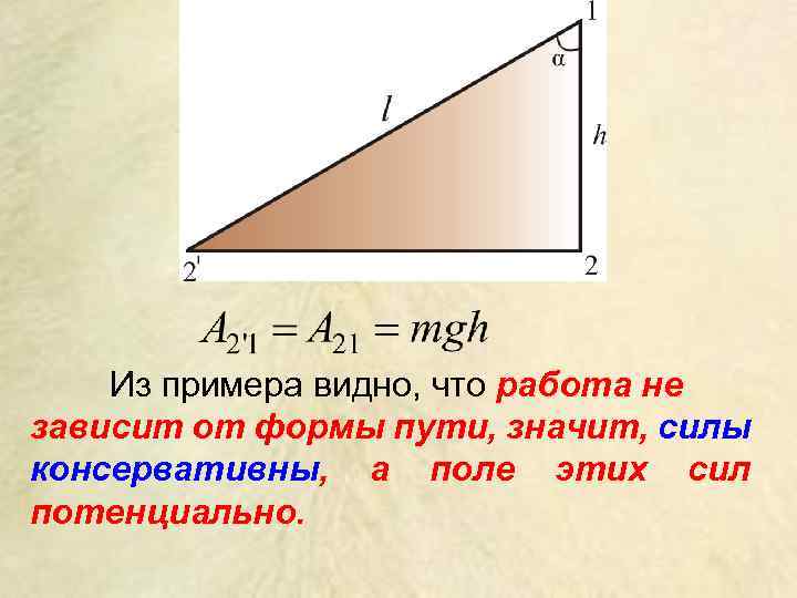 Из примера видно, что работа не зависит от формы пути, значит, силы консервативны, а