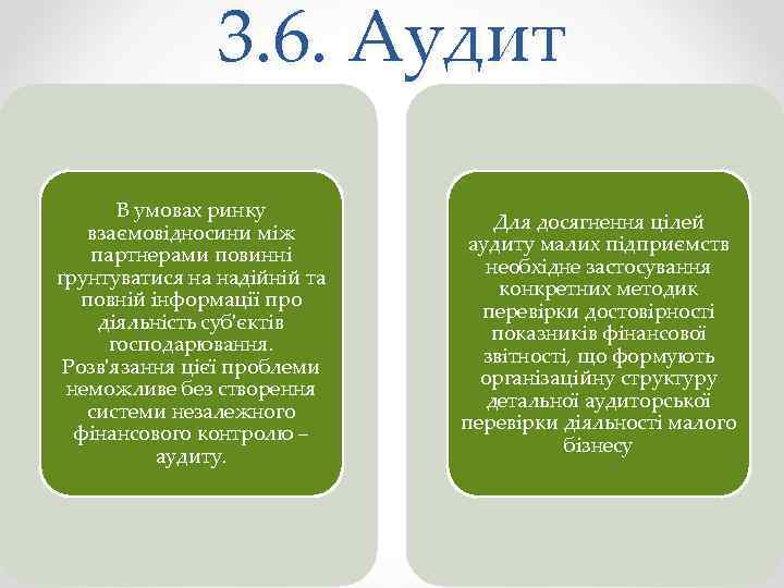 3. 6. Аудит В умовах ринку взаємовідносини між партнерами повинні ґрунтуватися на надійній та