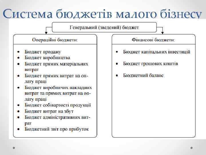 Система бюджетів малого бізнесу 