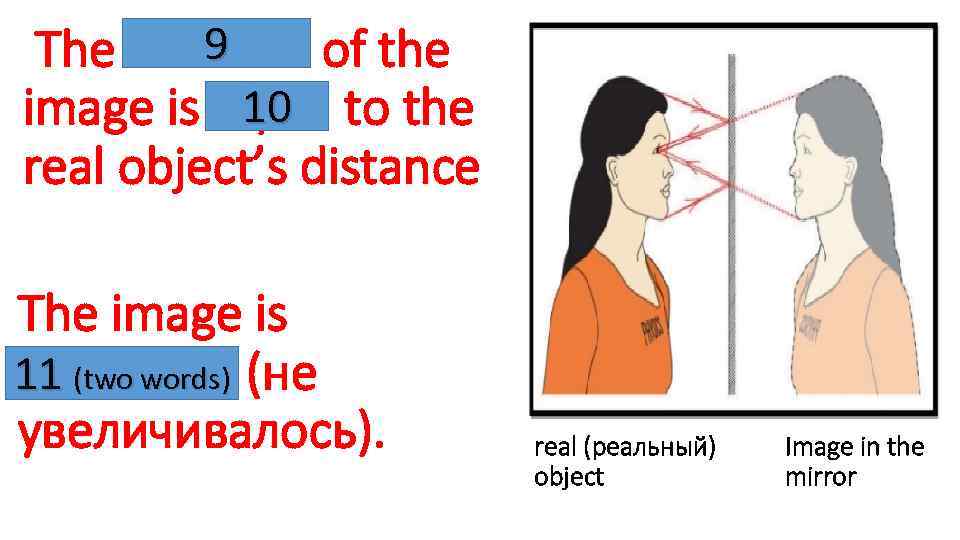 9 The distance of the 10 image is equal to the real object’s distance