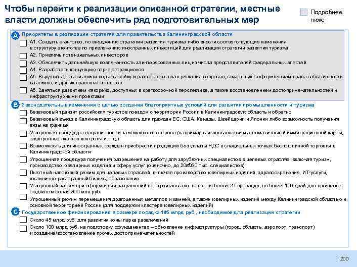 Чтобы перейти к реализации описанной стратегии, местные власти должны обеспечить ряд подготовительных мер Подробнее