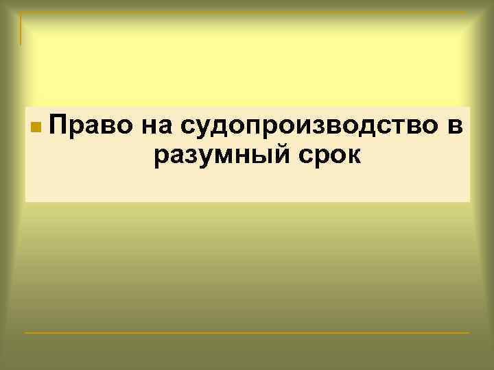 n Право на судопроизводство в разумный срок 