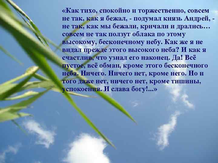  «Как тихо, спокойно и торжественно, совсем не так, как я бежал, - подумал