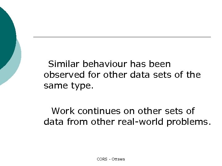 Similar behaviour has been observed for other data sets of the same type. Work