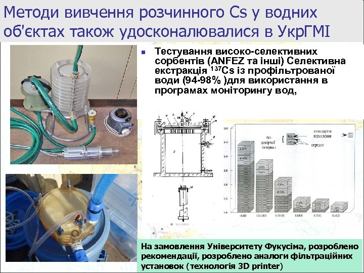 Методи вивчення розчинного Сs у водних об'єктах також удосконалювалися в Укр. ГМІ n Тестування