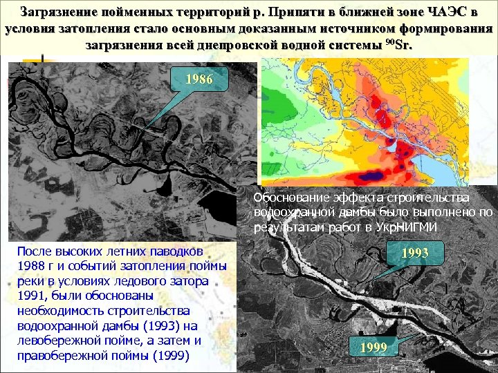 Загрязнение пойменных территорий р. Припяти в ближней зоне ЧАЭС в условия затопления стало основным