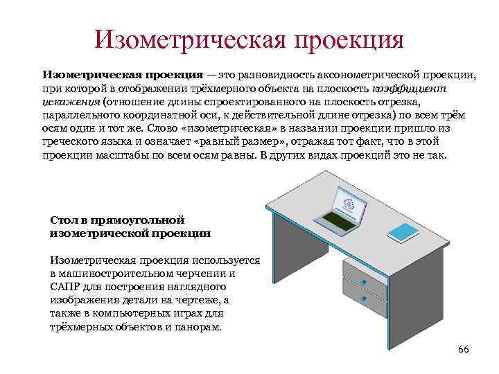 Изометрическая проекция — это разновидность аксонометрической проекции, при которой в отображении трёхмерного объекта на