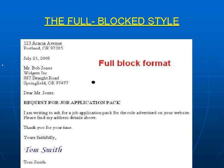 THE FULL- BLOCKED STYLE n 