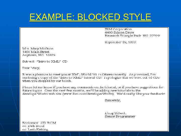 EXAMPLE: BLOCKED STYLE 