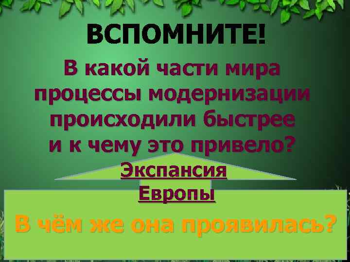 В какой части мира процессы модернизации происходили быстрее и к чему это привело? Внимание,