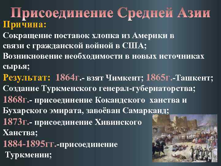 Александр 2 присоединение средней азии карта