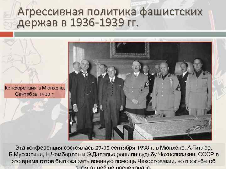 Агрессивная политика фашистских держав в 1936 -1939 гг. Конференция в Мюнхене. Сентябрь 1938 г.