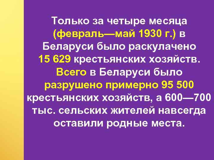 Только за четыре месяца (февраль—май 1930 г. ) в Беларуси было раскулачено 15 629