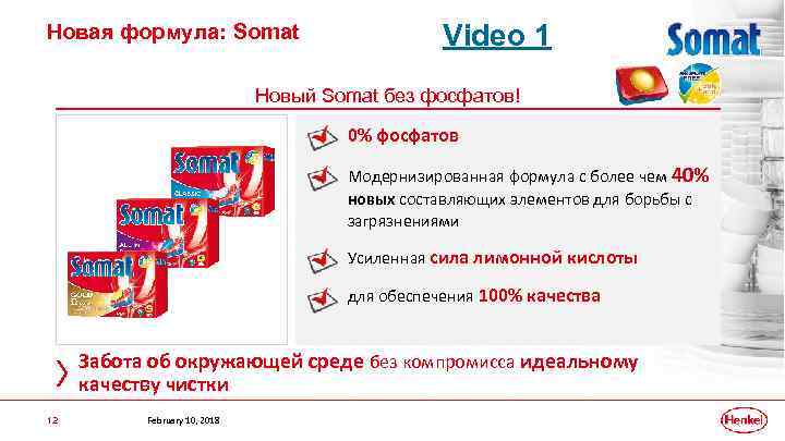 Новая формула: Somat Video 1 Новый Somat без фосфатов! 0% фосфатов Модернизированная формула с