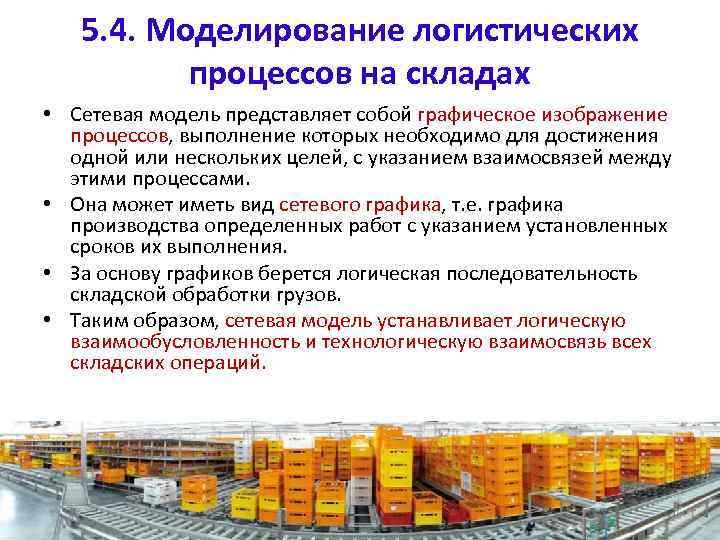 5. 4. Моделирование логистических процессов на складах • Сетевая модель представляет собой графическое изображение