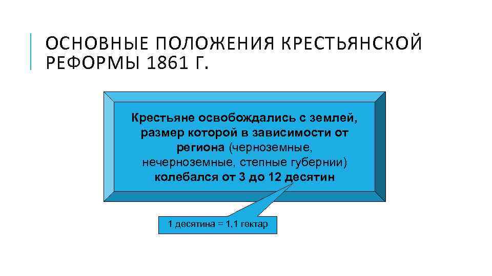 Основные положения крестьянской реформы