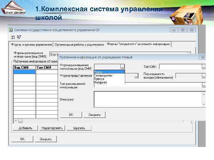 1. Комплексная система управления школой 