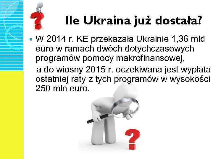 Ile Ukraina już dostała? W 2014 r. KE przekazała Ukrainie 1, 36 mld euro