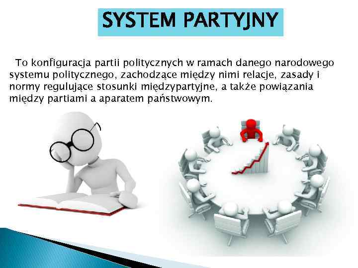 SYSTEM PARTYJNY To konfiguracja partii politycznych w ramach danego narodowego systemu politycznego, zachodzące między