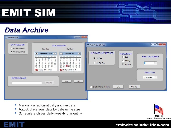 EMIT SIM Data Archive § § § Manually or automatically archive data Auto Archive
