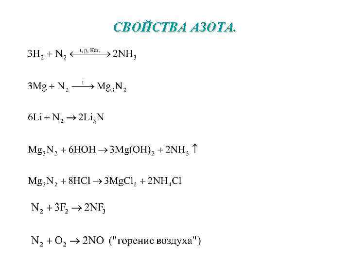 Свойства азота