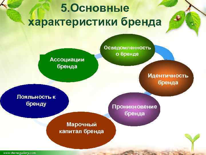 5. Основные характеристики бренда Ассоциации бренда Осведомленность о бренде Идентичность бренда Лояльность к бренду