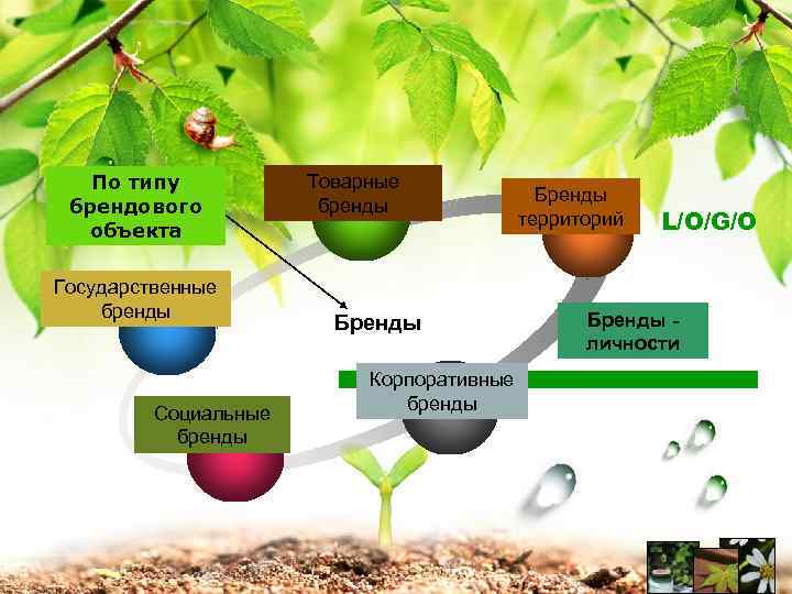 По типу брендового объекта Государственные бренды Социальные бренды Товарные бренды Бренды территорий Бренды Корпоративные