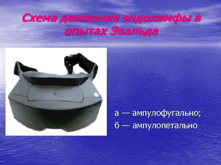 Схема движения эндолимфы в опытах Эвальда а — ампулофугально; б — ампулопетально 