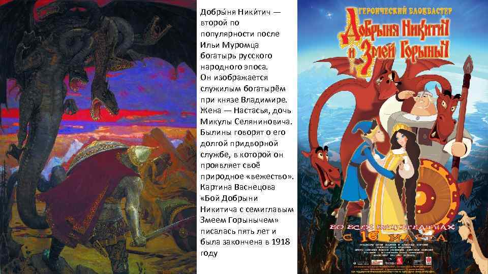 Добры ня Ники тич — второй по популярности после Ильи Муромца богатырь русского народного