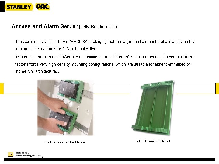 Access and Alarm Server | DIN-Rail Mounting The Access and Alarm Server (PAC 500)