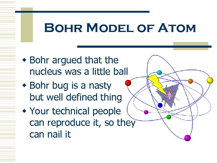 Bohr Model of Atom w Bohr argued that the nucleus was a little ball