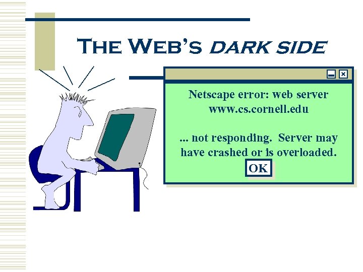The Web’s dark side Netscape error: web server www. cs. cornell. edu. . .