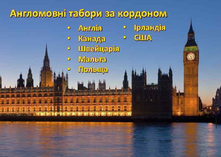 Англомовні табори за кордоном • Ірландія • Англія АнгломовніКанада • в США табори •