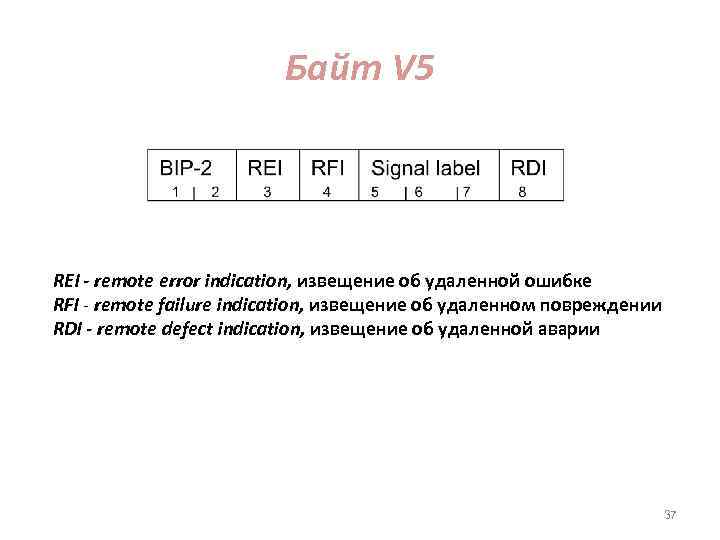 Байт V 5 REI - remote error indication, извещение об удаленной ошибке RFI -