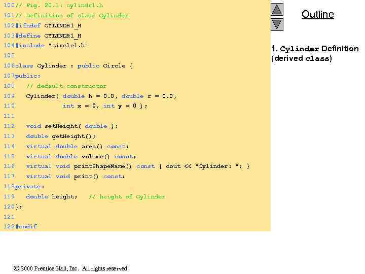 100 // Fig. 20. 1: cylindr 1. h 101 // Definition of class Cylinder