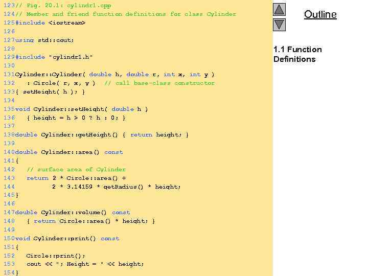 123 // Fig. 20. 1: cylindr 1. cpp 124 // Member and friend function