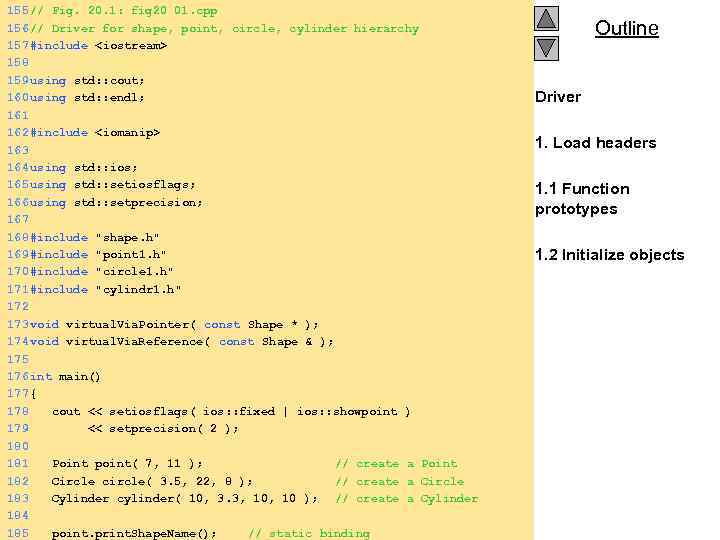 155 // Fig. 20. 1: fig 20_01. cpp 156 // Driver for shape, point,